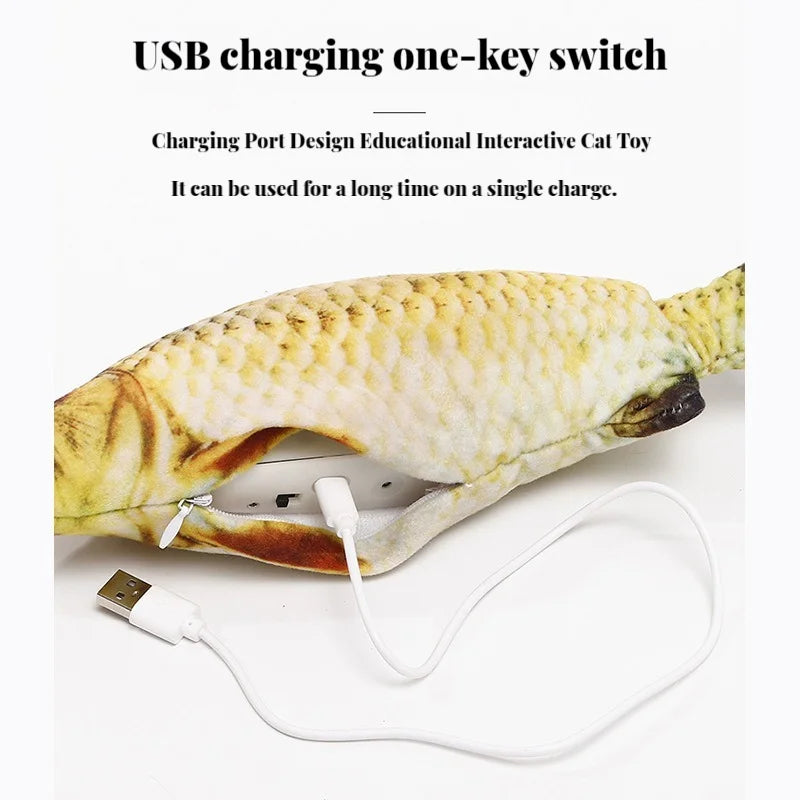 Electric Cat Toy Fish Pet Cat Toys Simulation Fish Swing, Chewing Playing Supplies USB Charging