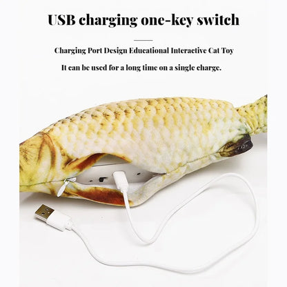 Electric Cat Toy Fish Pet Cat Toys Simulation Fish Swing, Chewing Playing Supplies USB Charging
