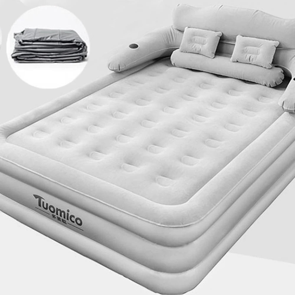 Air bed with Backrest 2 Persons Inflatable Mattress Folding Home Indoor Outdoor Bed