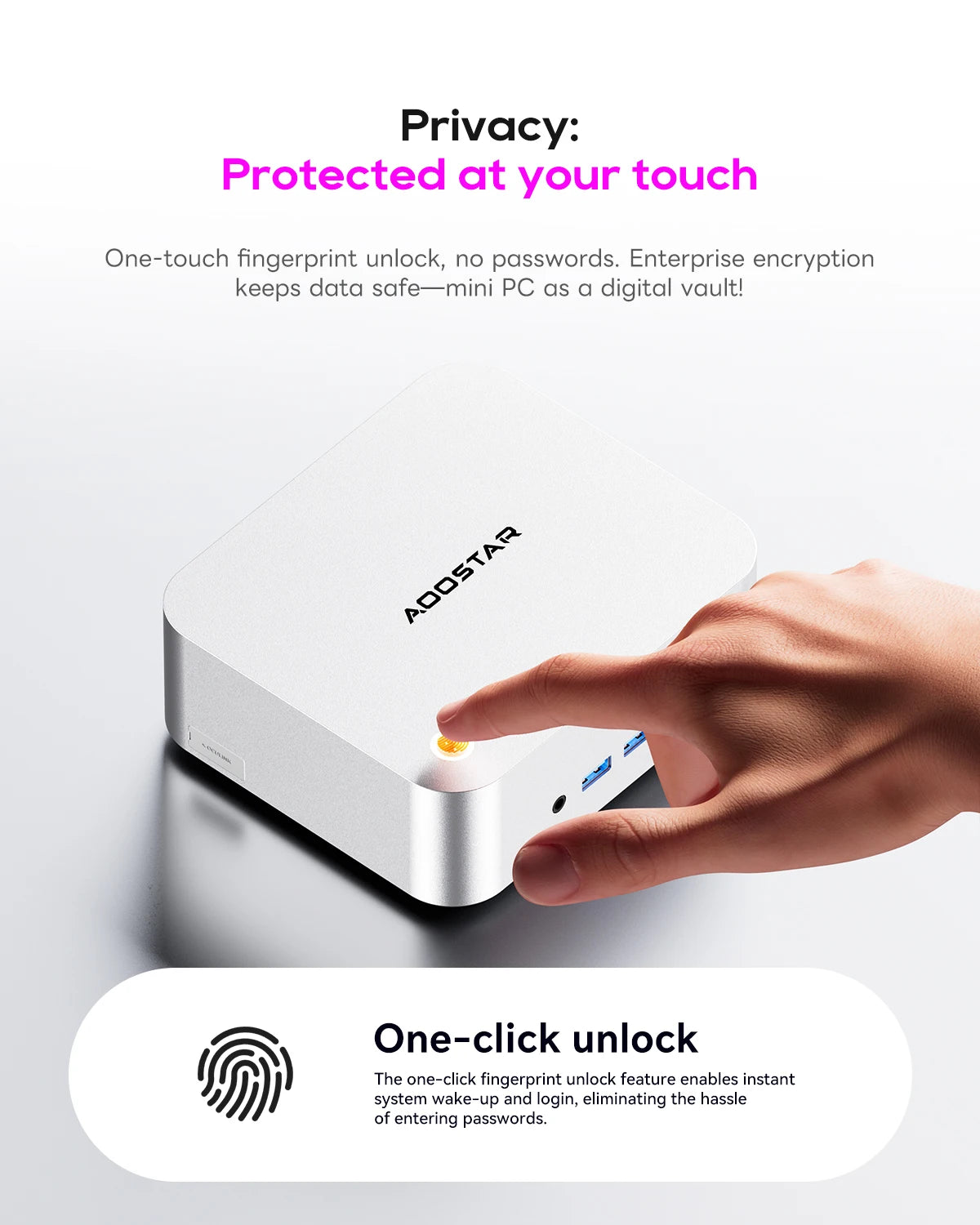 AOOSTAR MACO 6850H Mini PC, AMD Ryzen 7 Pro 6850H 8C16T, 24GB LPDDR5, HDMI+DP+USB4, WiFi 6, 2.5G LAN, for Windows