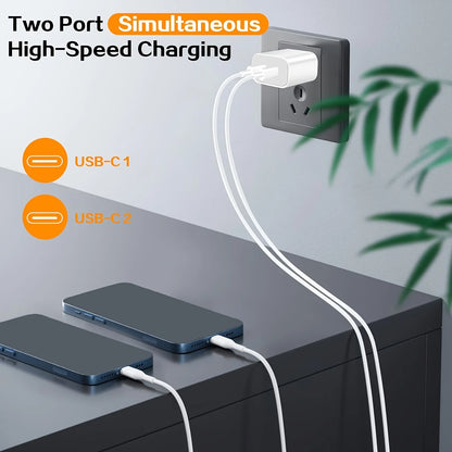 IPhone16 Fast Charging, 20W Dual Port USB C Charger With 10FT USB C Fast Charging Cable For IPhone 15 Pro Max/15 Pro/15 Plus
