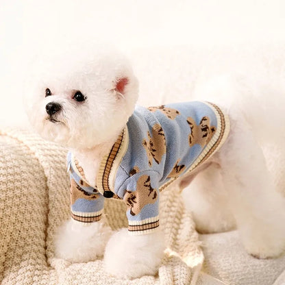 Luxury Dog Clothes Chihuahua Pet Striped Cardigan Sweater Bichon Frise Puppy Kitten Dog Warm Coat Cat Dog
