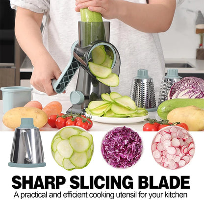 3 in 1 Rotary Cheese Grater Versatile Manual Vegetable Slicer Peanut Nuts Grinder Cheese Vegetable Shredder