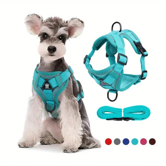 No Pull Harness and Leash Set Adjustable Pet Harness Vest for Small Dogs Cats Reflective Dog Chest Strap Lead Walking