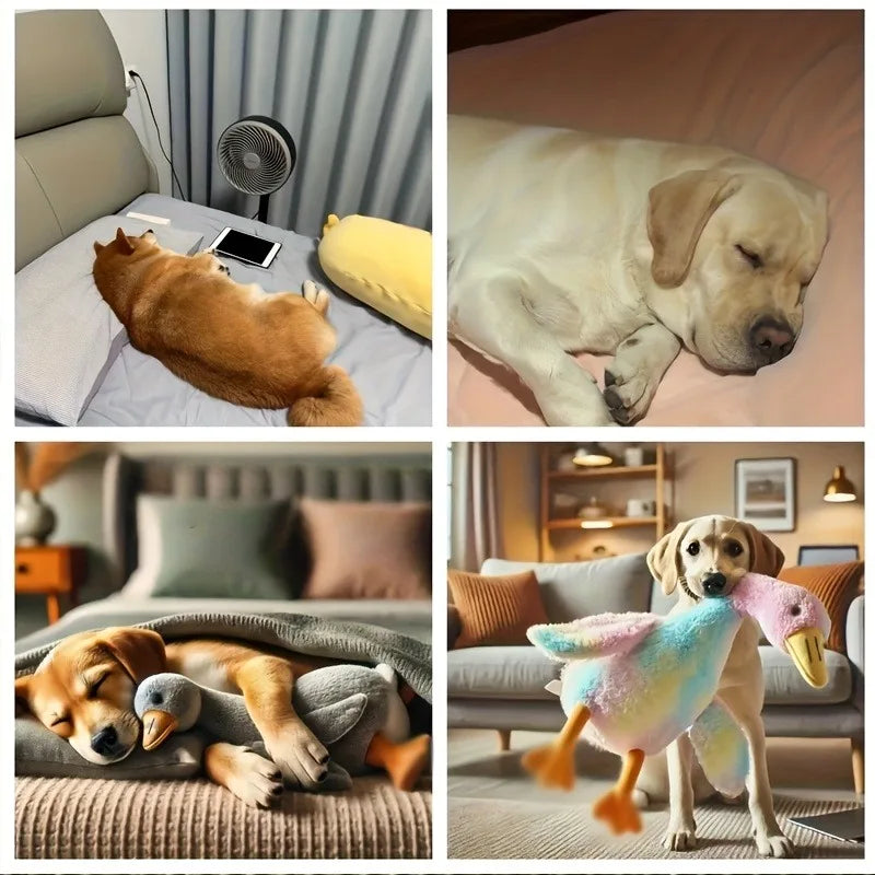 Soft Colorful Duck Plush Toy for Cats Dogs Relax Pet Companion Anxiety-Relieving Dog Buddy Energy Release
