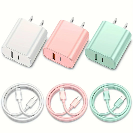 40W Quick Dual Port Charger For IPhone Charger With 6FT Lightning Cord Compatible For IPhone 14 13 12 11 Pro Max