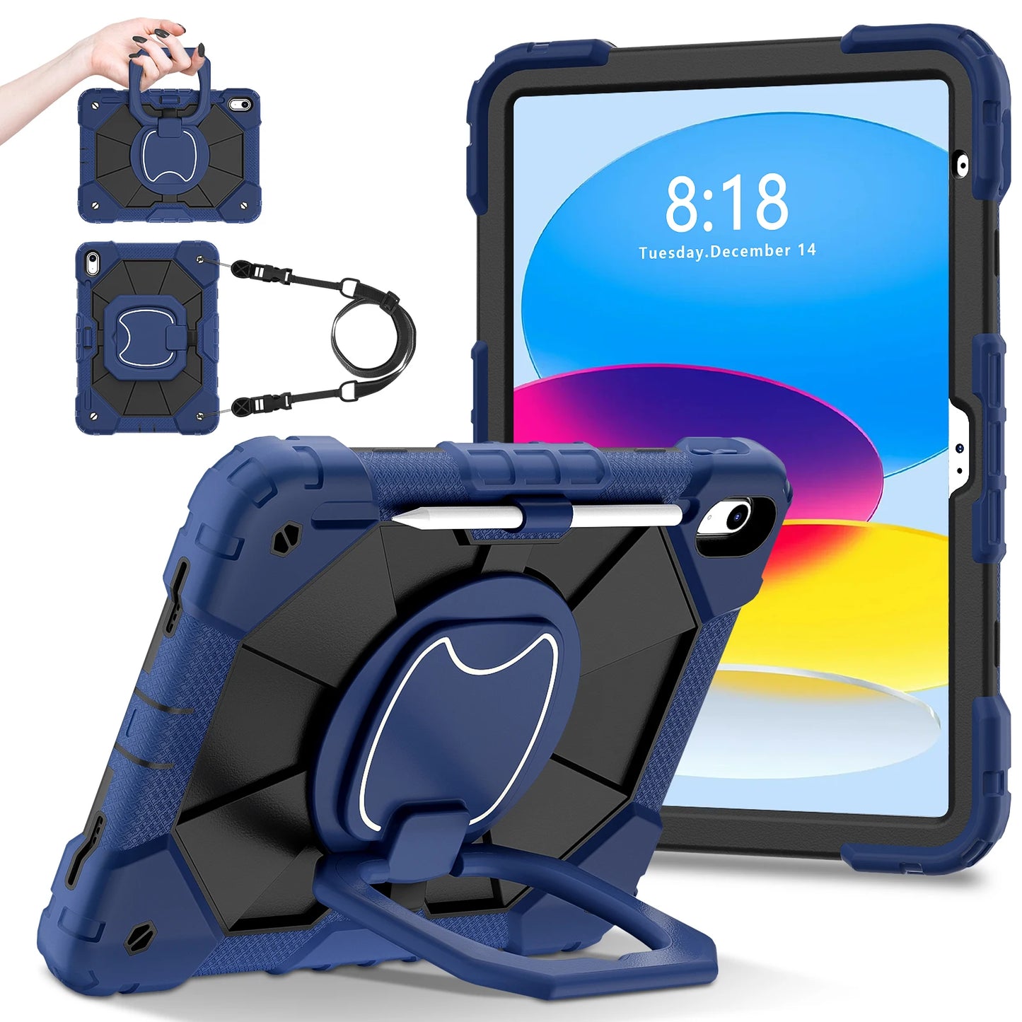 Rugged Armor Kids Case For iPad 10th Air 5 4 10.9 Air 11 2025 13 2024 10.2 8th 9th 9.7 Generation Tablet Stand Shockproof Cover