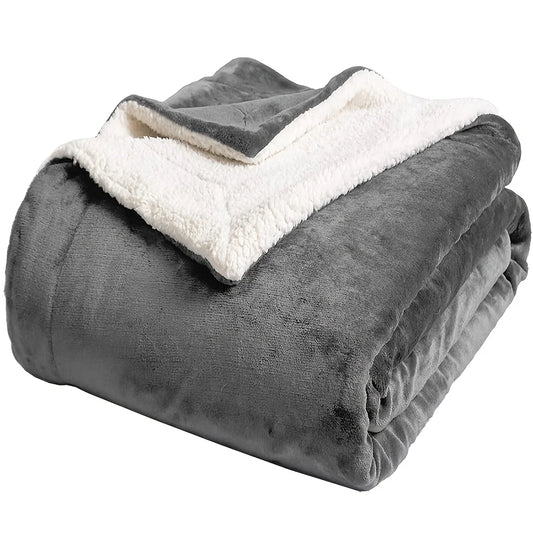 Sherpa Fleece Bed Blanket Twin Size Super Soft Fluffy Microfiber Couch Throw Velvet Double Reversible