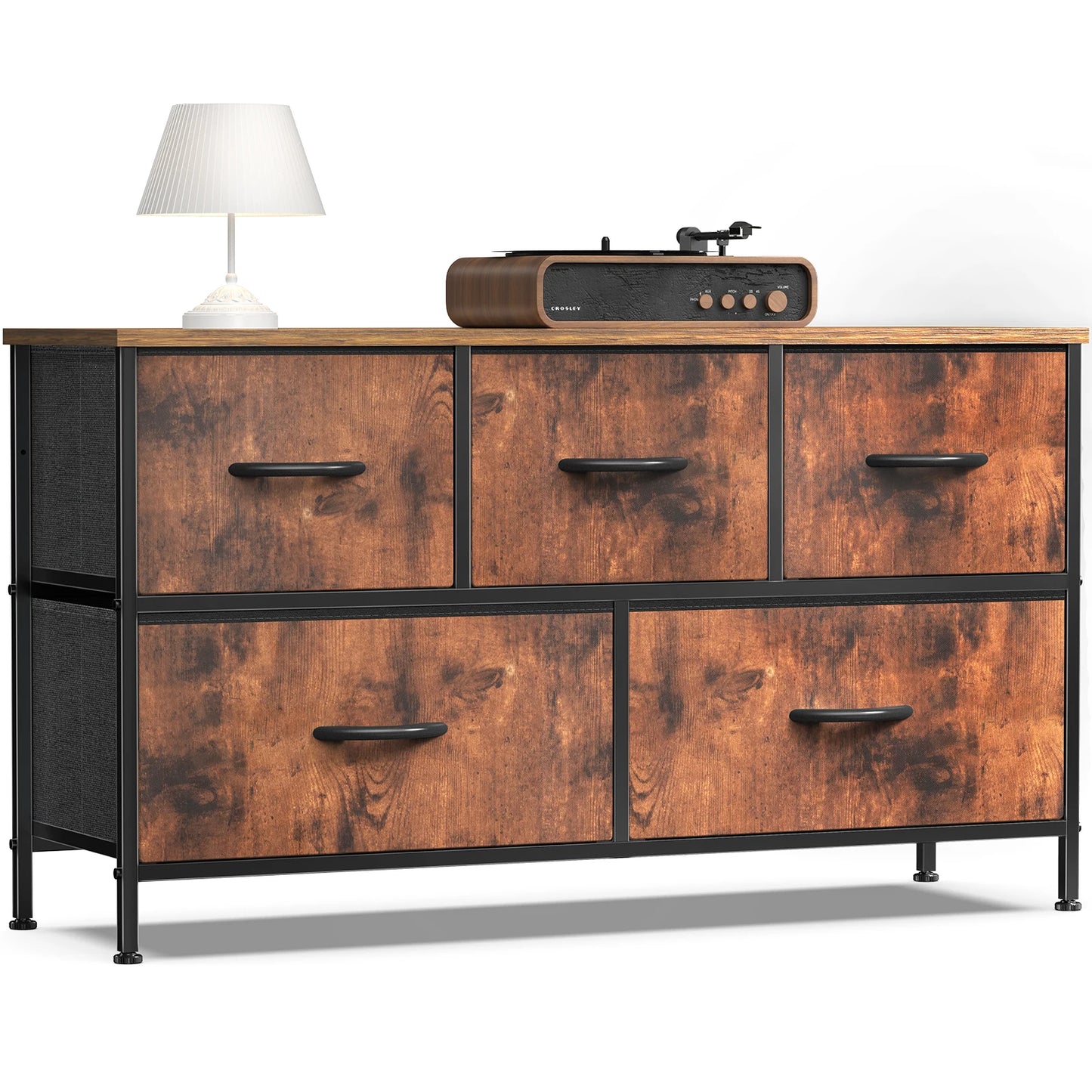 JHK Living Room Display Cabinet Layers With 5 Fabric Drawers For Clothes Storage Dresser