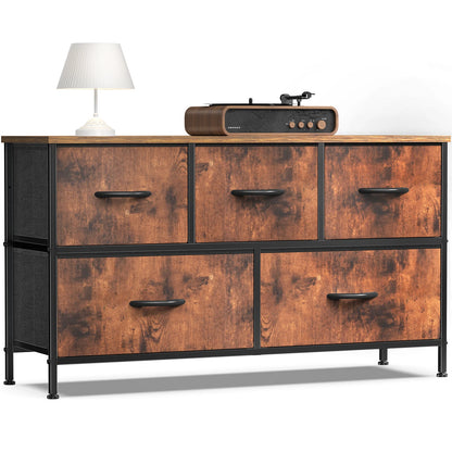 JHK Living Room Display Cabinet Layers With 5 Fabric Drawers For Clothes Storage Dresser