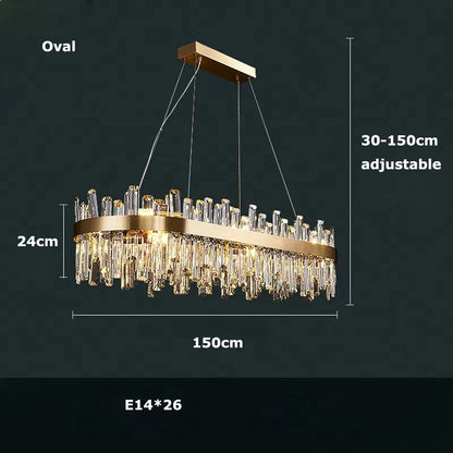 LED Postmodern Golden Chrome Silver Round Oval Crystal Chandelier Lighting