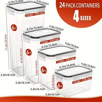 24Piece Airtight Food Storage Containers Set BPA-Free Plastic Canisters with 40 Labels