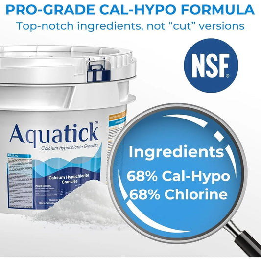Pro-Grade Chlorine Pool Shock 25Lb - 68% Cal-Hypo Granular Sanitizer Prevents Bacteria Algae Restores Crystal Clear Pool Water
