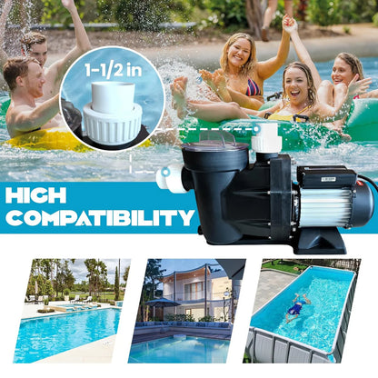 1.5HP 3.0HP Swimming Pool Pump 220V Single Speed Pumps Above Ground Self Priming Pool Pump 1800W Powerful Copper Motor