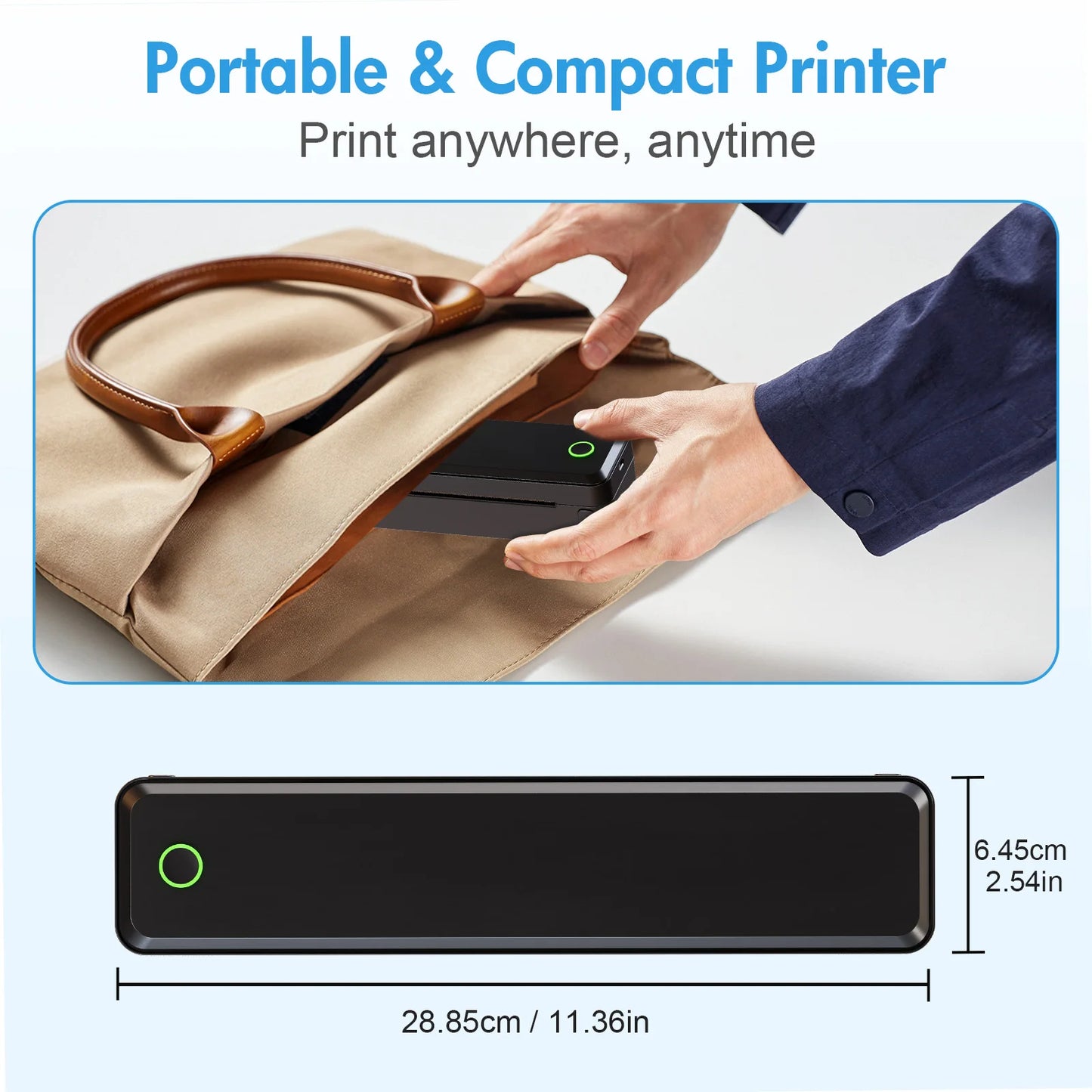 Portable Printers Wireless Inkless Thermal A4 Label Maker US Letter Android iOS Phone & Laptop For Travel Office School