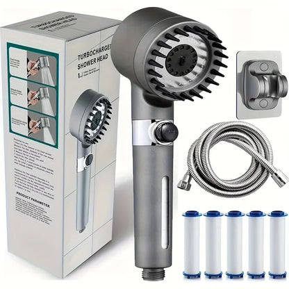 new ion drop shower head, turbocharger with multiple spray modes, built-in filter on/off switch