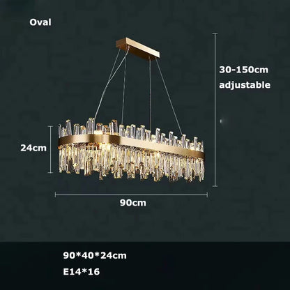 LED Postmodern Golden Chrome Silver Round Oval Crystal Chandelier Lighting