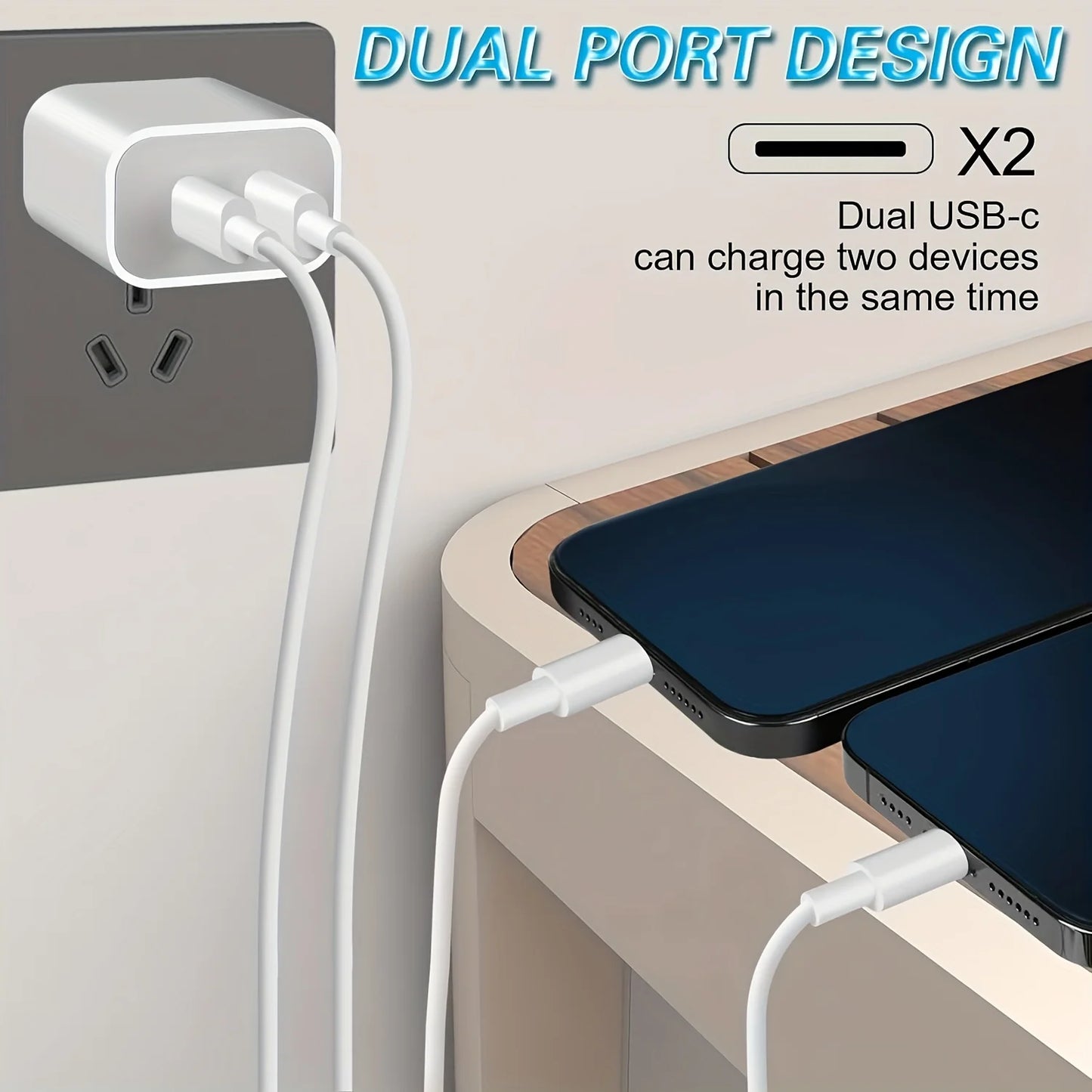 IPhone16 Fast Charging, 20W Dual Port USB C Charger With 10FT USB C Fast Charging Cable For IPhone 15 Pro Max/15 Pro/15 Plus