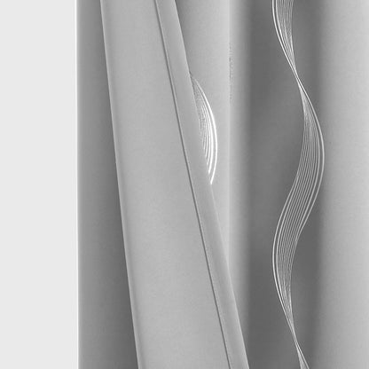 4PCS Blackout Curtains Grommet Thermal Insulated Room Darkening With Wave Foil Printed For Bedroom/Livingroom