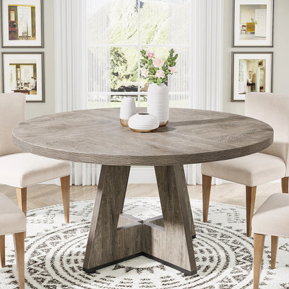 Tribesigns Round Dining Table for 4, 47 Inch Farmhouse Kitchen Table Small Dinner Table Kitchen Dinning Table