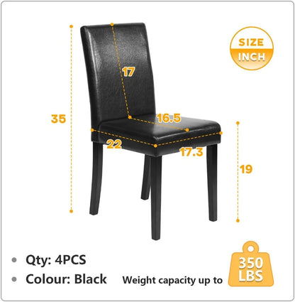 Dining Chairs Set of 4, Dining Room Chairs, Side PU Cushion Chairs with Waterproof Surface and Wood Legs