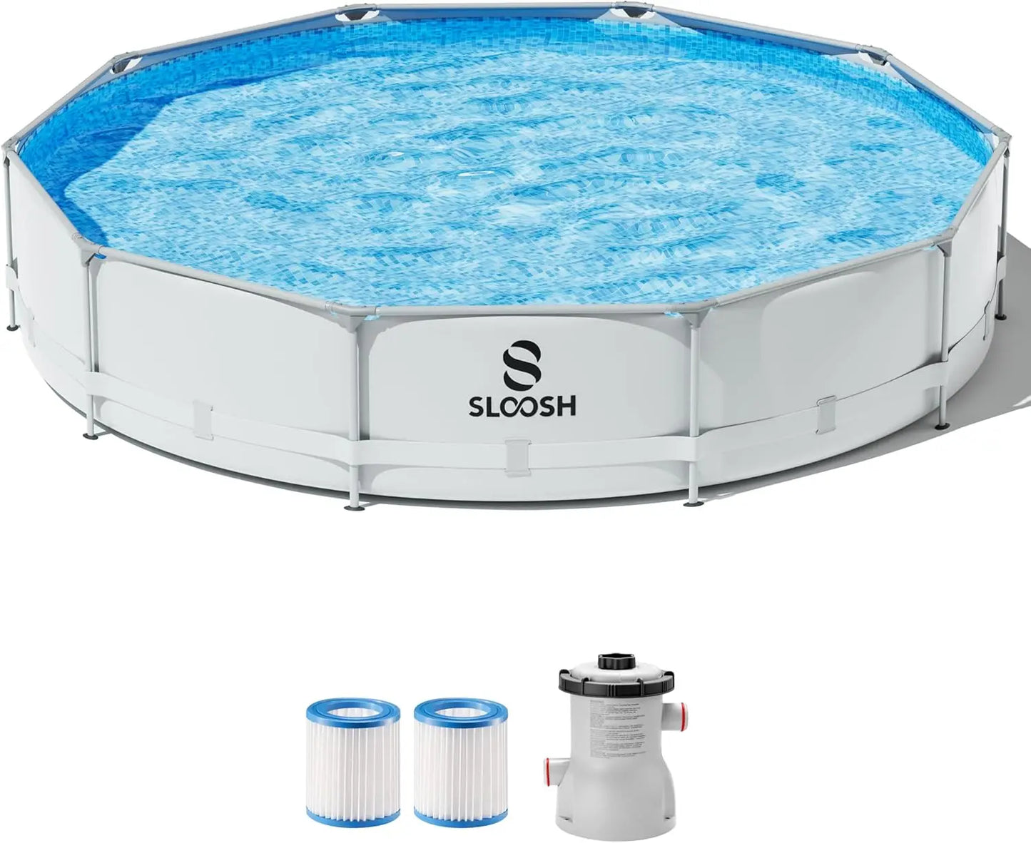 JOYFY Round Above Ground Pool 12ft/10ft/15ft Outdoor Round Frame Pool Set for Kids Adults with Filter Pump