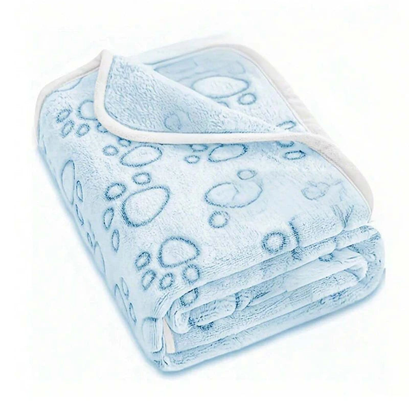 Ultra-Soft Paw Print Dog Blankets - Machine Washable, Cozy Pet Pillow Pads for Indoor & Outdoor Use