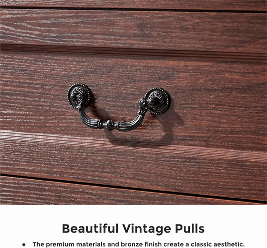 Farmhouse Cherry Wood Chest of Drawers for Bedroom Dresser, Rustic Wide Drawers Dressers