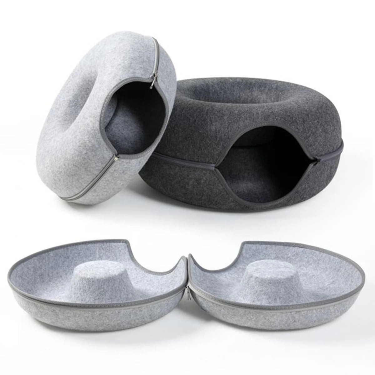 B-Tunnel Donut Cat Bed Interactive Tunnel Pet Felt Indoor Toys Cats House Kitten Training Toy