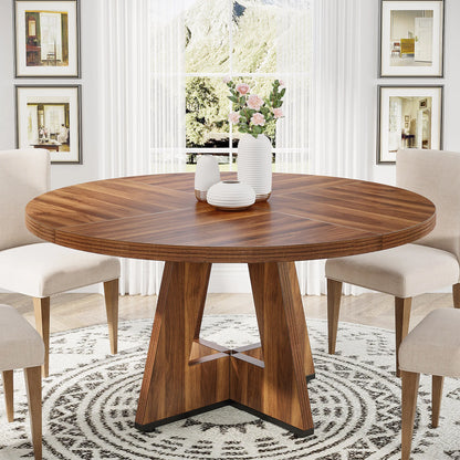 Tribesigns Round Dining Table for 4, 47 Inch Farmhouse Kitchen Table Small Dinner Table Kitchen Dinning Table