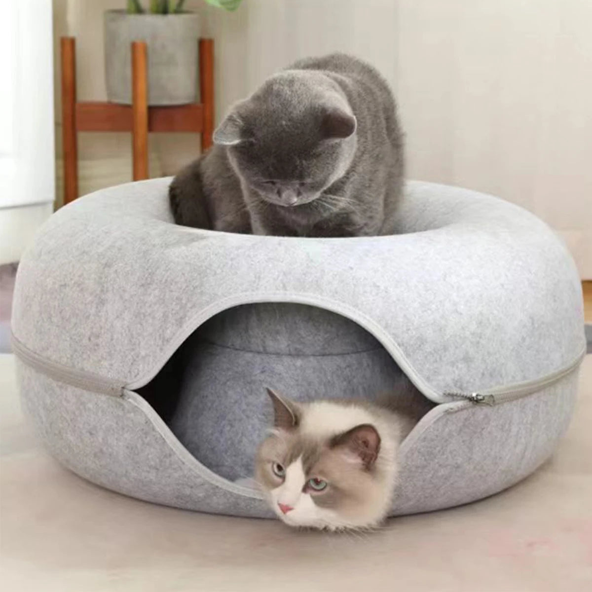 B-Tunnel Donut Cat Bed Interactive Tunnel Pet Felt Indoor Toys Cats House Kitten Training Toy