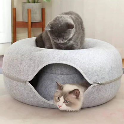B-Tunnel Donut Cat Bed Interactive Tunnel Pet Felt Indoor Toys Cats House Kitten Training Toy
