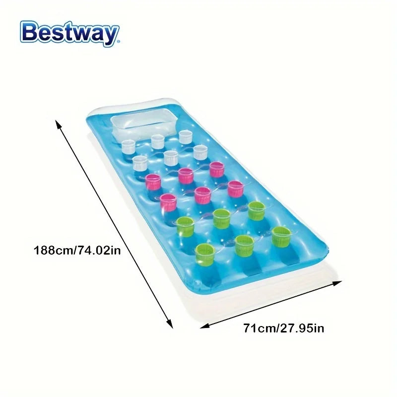 Bestway 43040 Tricolour Sunbathing Pool Floating Lounger, 188x71cm PVC Water Floating Hammock, Floating Lounger Water