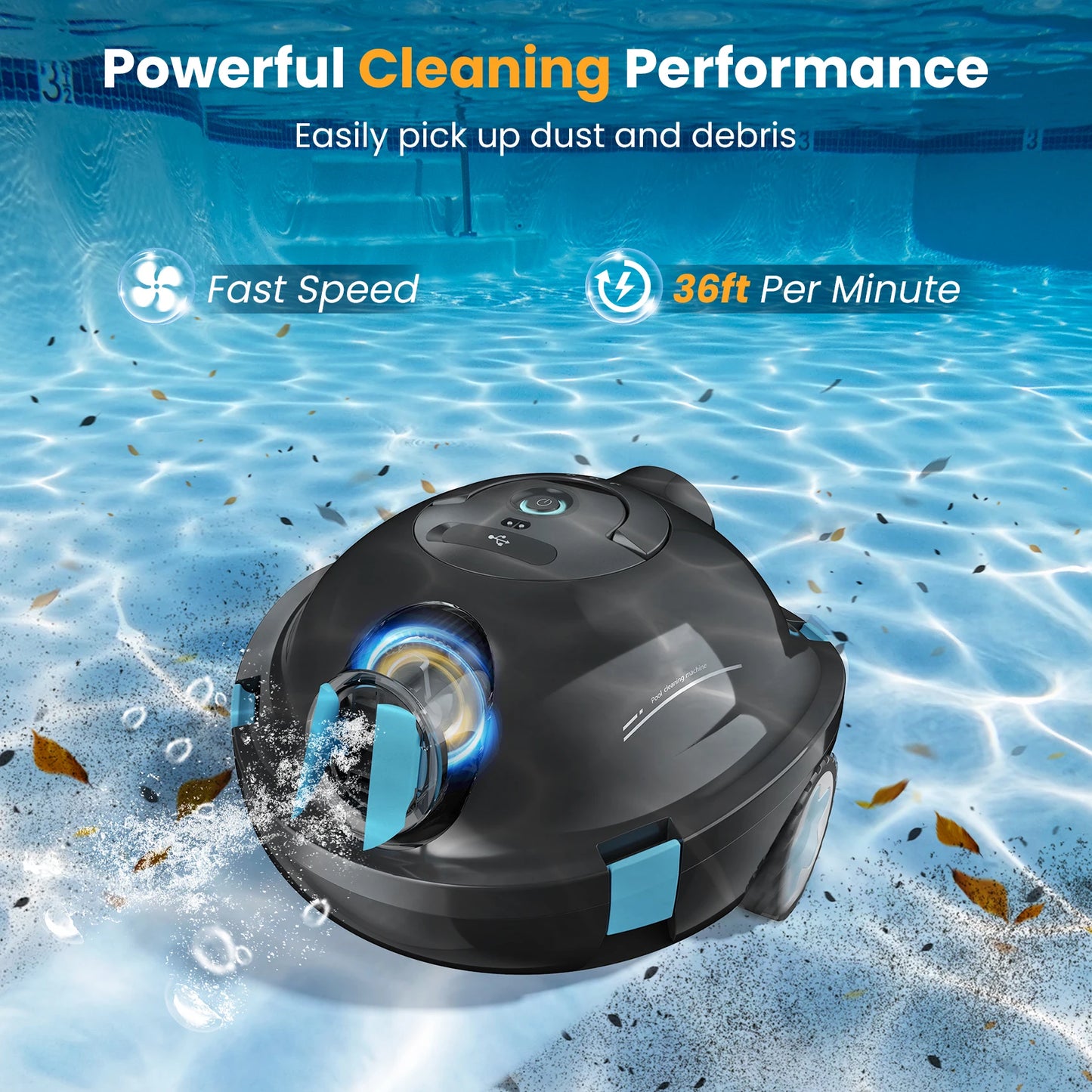 INSE Y10 Cordless Robotic Pool Cleaner,90 Mins Runtime, Self-Parking Up to 65ft/1100 Sq.Ft