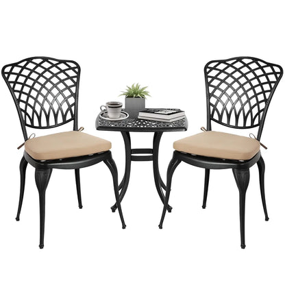Bistro Table and Chairs Set of 2 Outdoor 3 Piece Patio Set, Rose Pattern Cast Aluminum Bistro for Garden Balcony,,