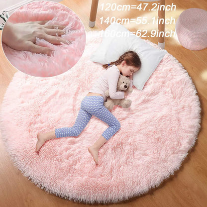 Super Soft Plush Round Rug Mat Fluffy White Carpets For Living Room Home Decor Bedroom Kid Room