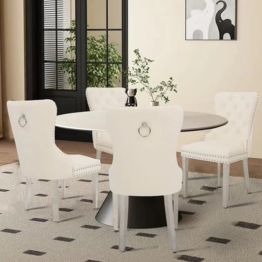 Velvet Dining Chairs Set of 4, Tufted Upholstered Dining Room Chair