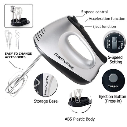 SUNATUR Hand Mixer 110-240V Blender 300W Electric Food Processor 3 in 1 Mixer Kitchen Appliances Machine Mixer for Baking