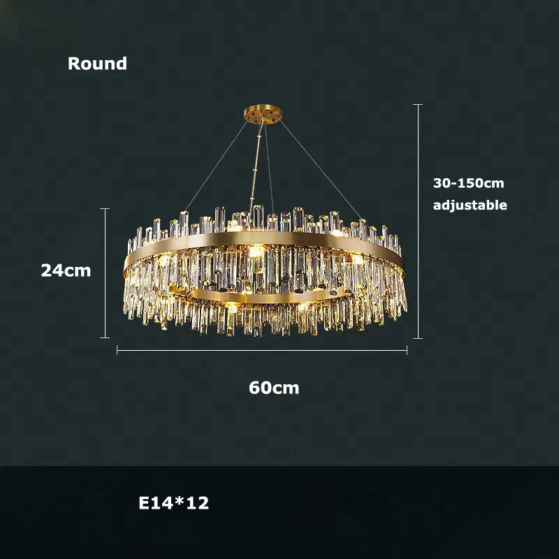 LED Postmodern Golden Chrome Silver Round Oval Crystal Chandelier Lighting