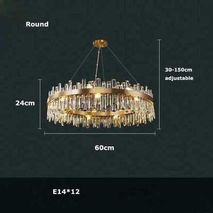 LED Postmodern Golden Chrome Silver Round Oval Crystal Chandelier Lighting