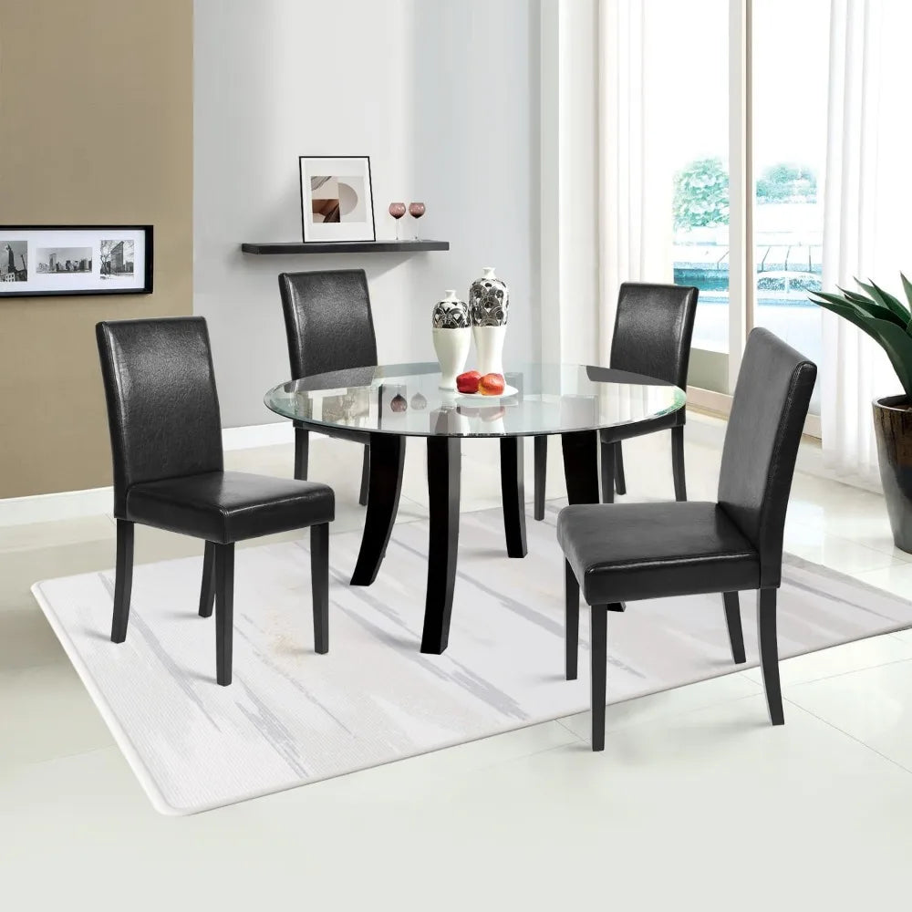 Dining Chairs Set of 4, Dining Room Chairs, Side PU Cushion Chairs with Waterproof Surface and Wood Legs
