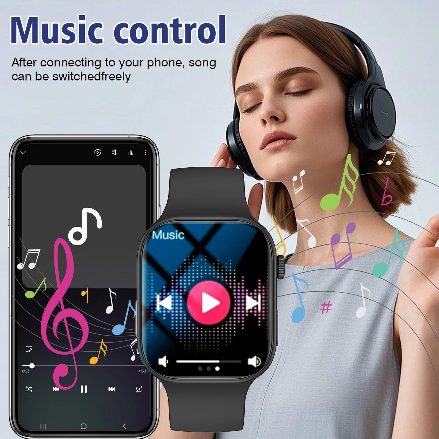 Smart Watch Bluetooth Call Message Display Fitness Monitoring Bracelet Suitable for Android iPhone