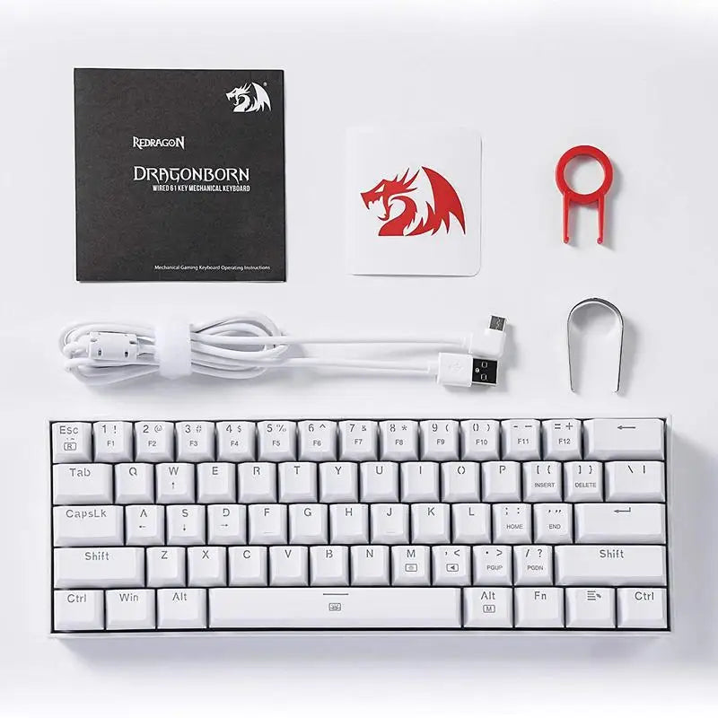 Redragon K630 Dragonborn Hot Swappable 60% Wired Vibrant RGB LED USB Gaming 61 Keys Mechanical Keyboard