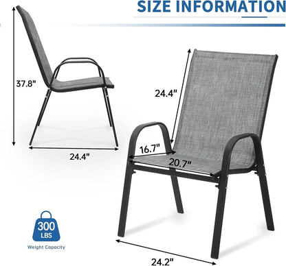Patio Chairs Set of 8 - Outdoor Stackable Dining Chairs for All Weather - Lightweight Outdoor Chair Sets wit