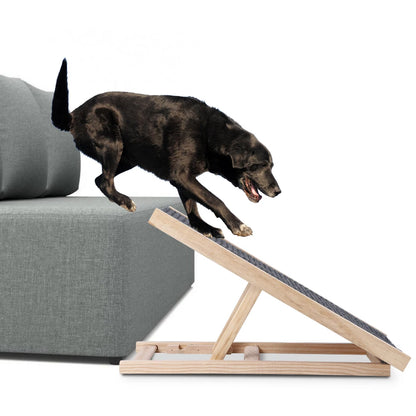 Dog Ramp Pet Wooden Ramp with Adjustable Height Folding Portable Ramp with Anti-Skid and Wear-Resistant