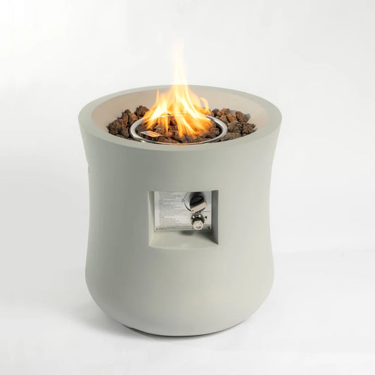 Outdoor Propane Fire Pit Table, Compact Streamlined 20-inch, Round Graphite Base with waterproof cover, Free Lava Rocks