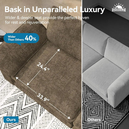L Shaped Modular Cloud Couch, 123.6'' Comfy Chenille Sectional Sofa with Wider Armrest and Ottoman