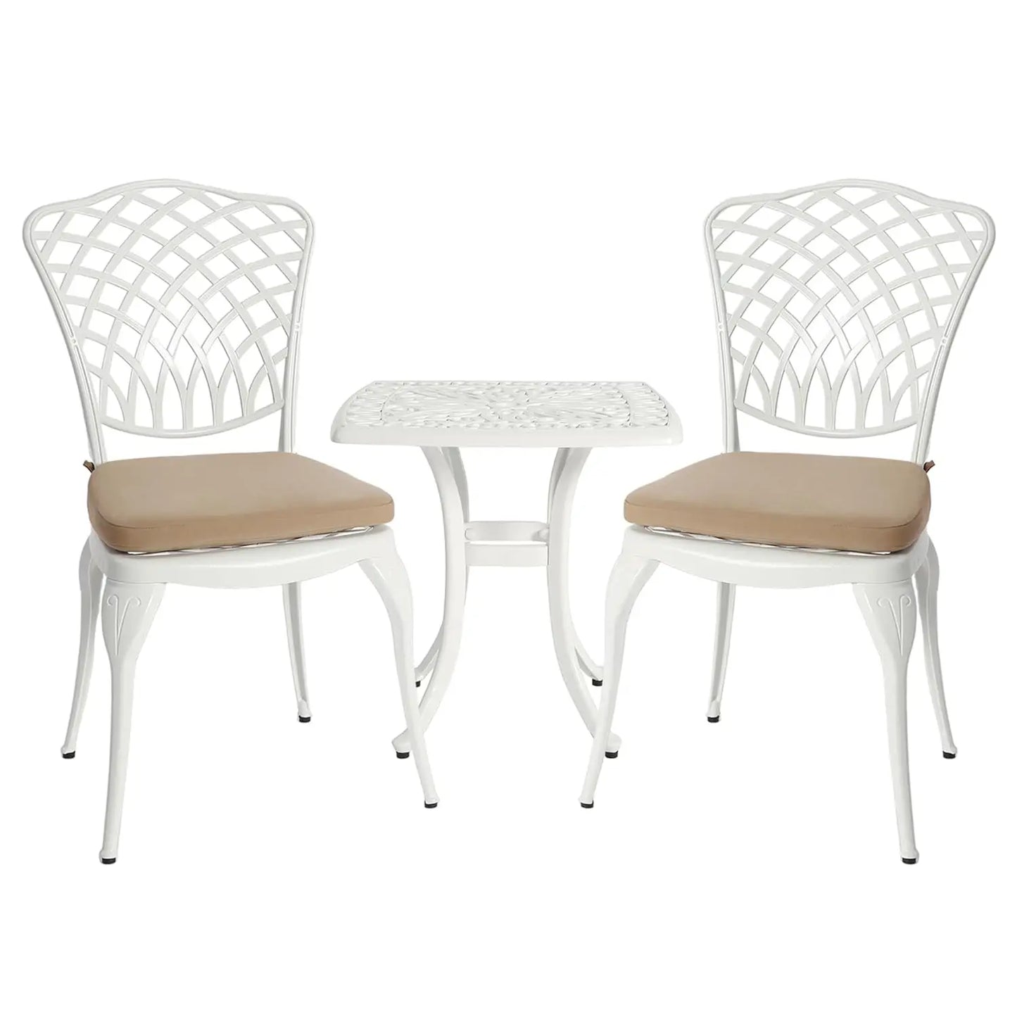 Bistro Table and Chairs Set of 2 Outdoor 3 Piece Patio Set, Rose Pattern Cast Aluminum Bistro for Garden Balcony,,