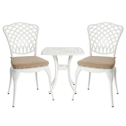 Bistro Table and Chairs Set of 2 Outdoor 3 Piece Patio Set, Rose Pattern Cast Aluminum Bistro for Garden Balcony,,