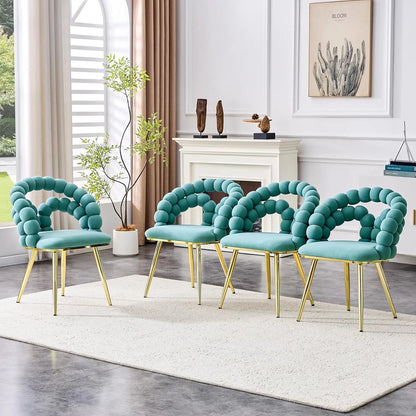 Modern Velvet Upholstered Decorative Chair, Dining Chairs with Gold Legs, Sturdy Durable Conversation Chair